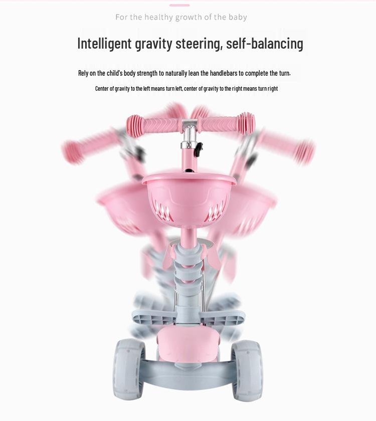 3-in-1 Kids' Scooter for Ages 2-6: Convertible Seat, Flashing Wheels, Three-Wheel Wiggle Board.