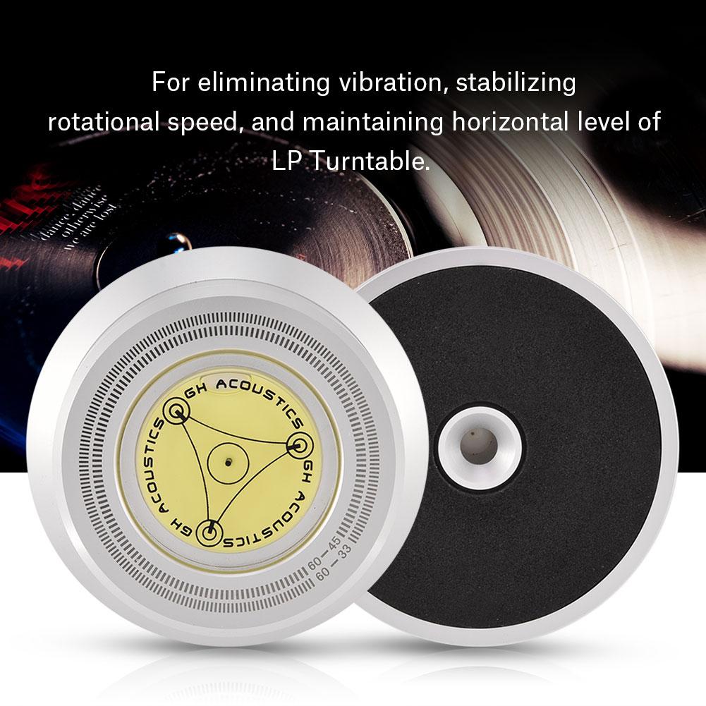 60Hz Turntable Disc Record Stabilizer Clamp with Bubble Level for LP Vinyl Record Player Silver