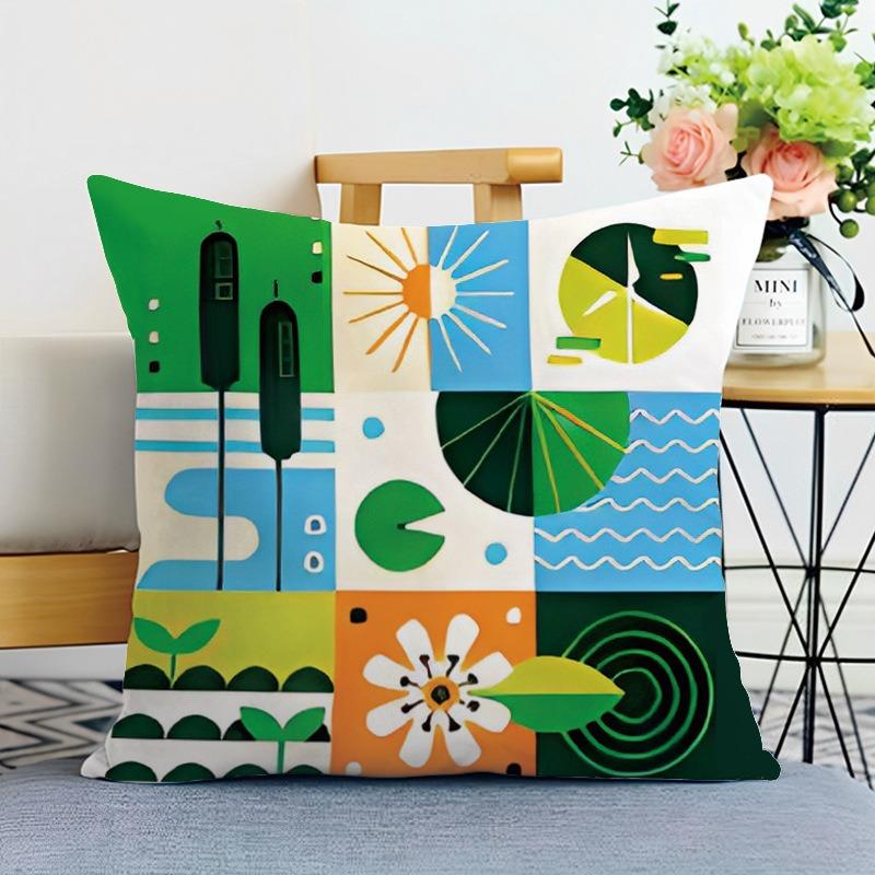 Colorful Geometric Print Decorative Pillowcase Bedroom Living Room Square Cushion Pillowcase