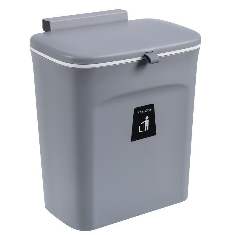7L/9L Wall Mounted Trash Can Bin with Lid Waste Bin Kitchen Cabinet Door Hanging Trash Bin Garbage Car Recycle Dustbin Rubbish