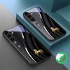 Golden Leaping Steed Good Suitable for Samsung Galaxy S26 Ultra S20 FE S21 S22+ 23 Plus 24 Ultra 25 Edge Black Glass Phone Casee