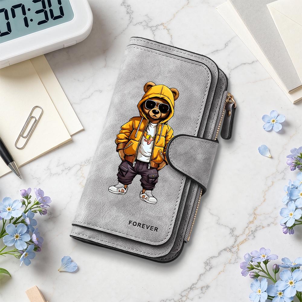 Fashion Cool Bear Pattern Wallet Large Capacity Multi Card Slot Purse
