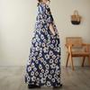 DIMANAF 2024 Plus Size Dress Women Summer V-Neck Sundress Bohemian Floral Print Loose Big Oversize Maxi Dress 9048
