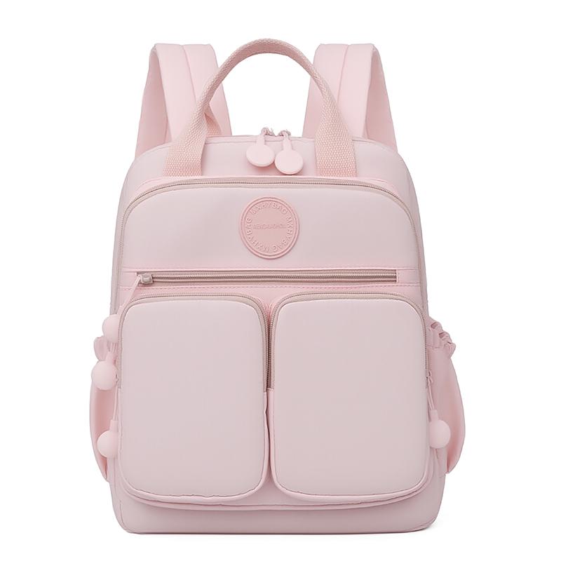 Student Schoolbag Unisex Solid Color Backpack Large Capacity Backpack розовый