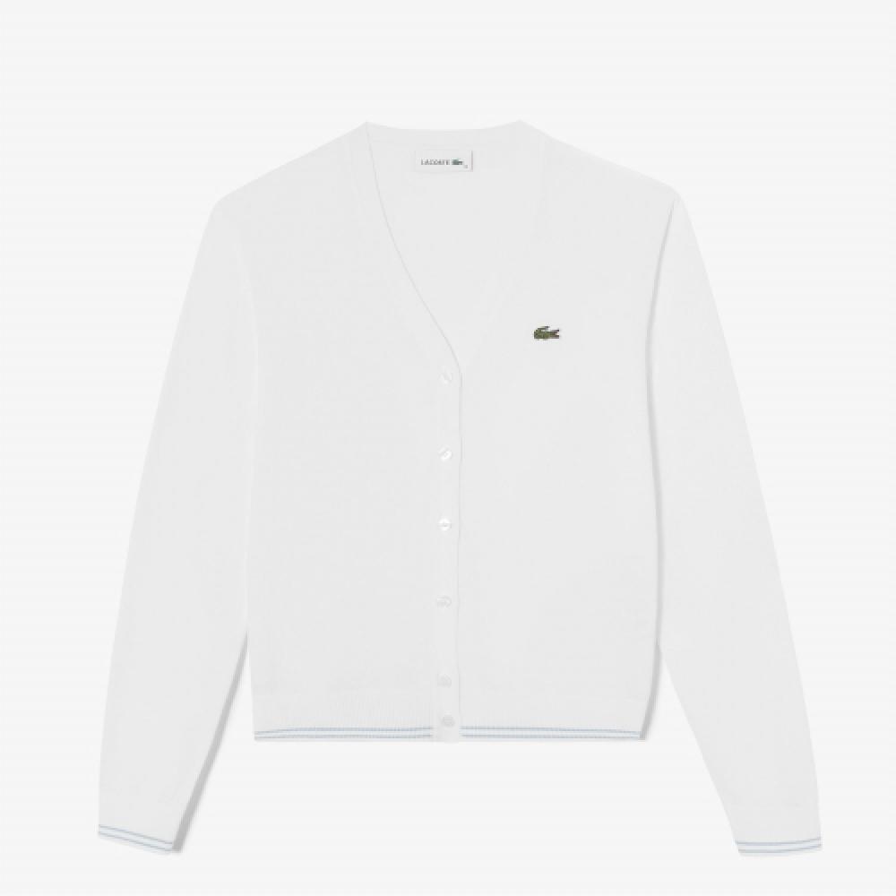 

LACOSTE Женский летний кардиган с V-образным вырезом [Off White]