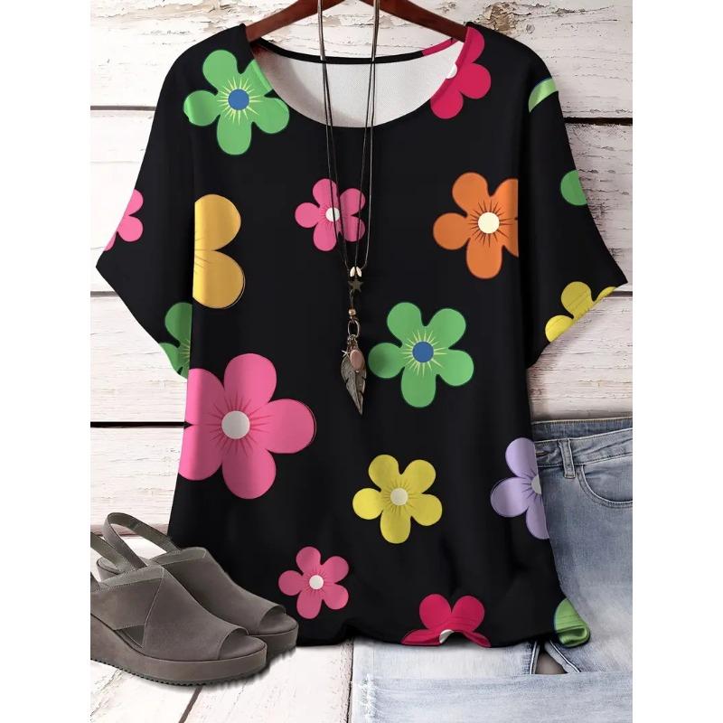 

Модні жіночі футболки з персоналізованим принтом з круглим вирізом і короткими рукавами, базові топи, вуличний літній одяг великого розміру, жіночі футболки 3XL