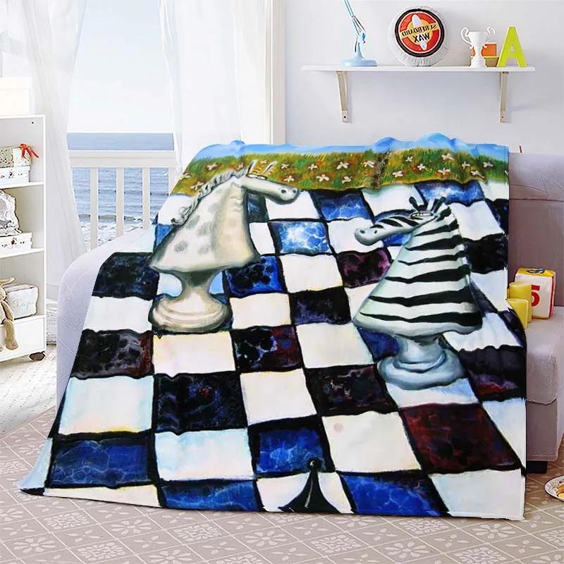 Chess Printed Flannel Blanket Chess Lovers Gift Blanket Blanket