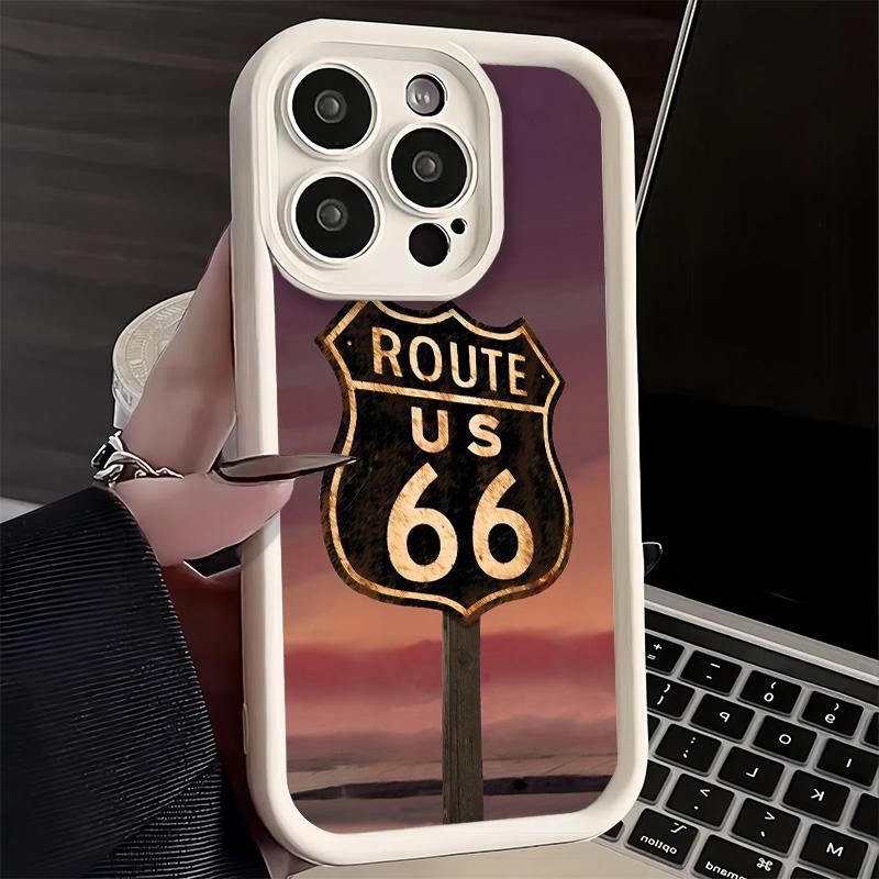 Handyhülle für iPhone 17 Air 16E 15 16 Pro Max America Route 66 Cover 14 Plus 13 12 Mini Weiche Silikonhülle Fundas