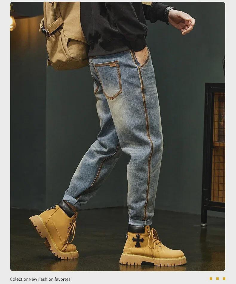Jean fuselé à jambe droite pour homme: Pantalon décontracté tendance, ample et polyvalent pour l'automne/hiver.