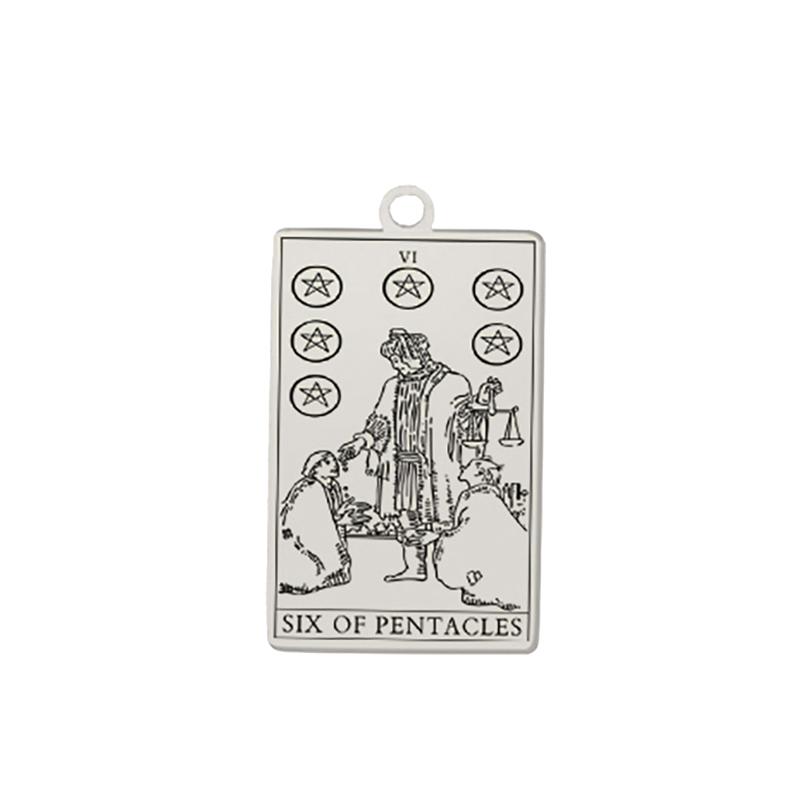 Dawapara Tarot Pendant for Necklaces Earings Suit of Pentacles Spiritual Jewelry Stainless Steel Charms for Jewelry Making