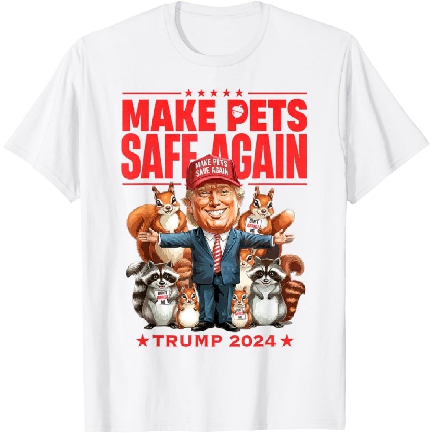 OPWHZVLR Peanut and Fred Make Pets Safe Again Funny Save Our Pets T-Shirt XXXXXL белый