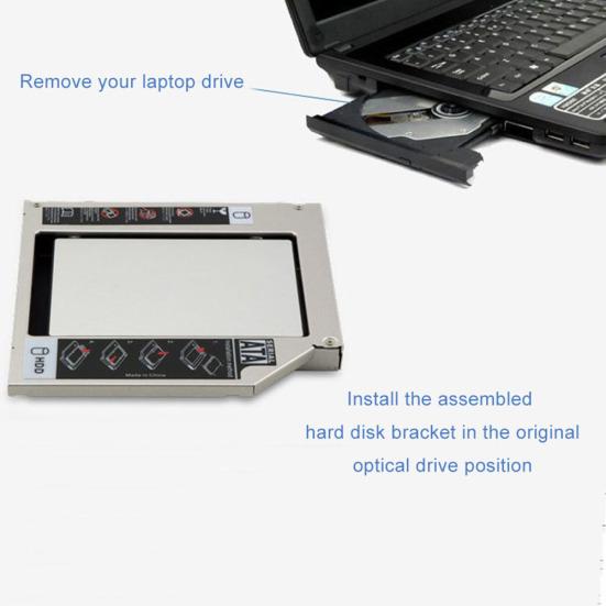 Aluminum Bracket SSD Caddy CD-ROM Alloy SATA3 Laptop Drive Hard Disk Tray
