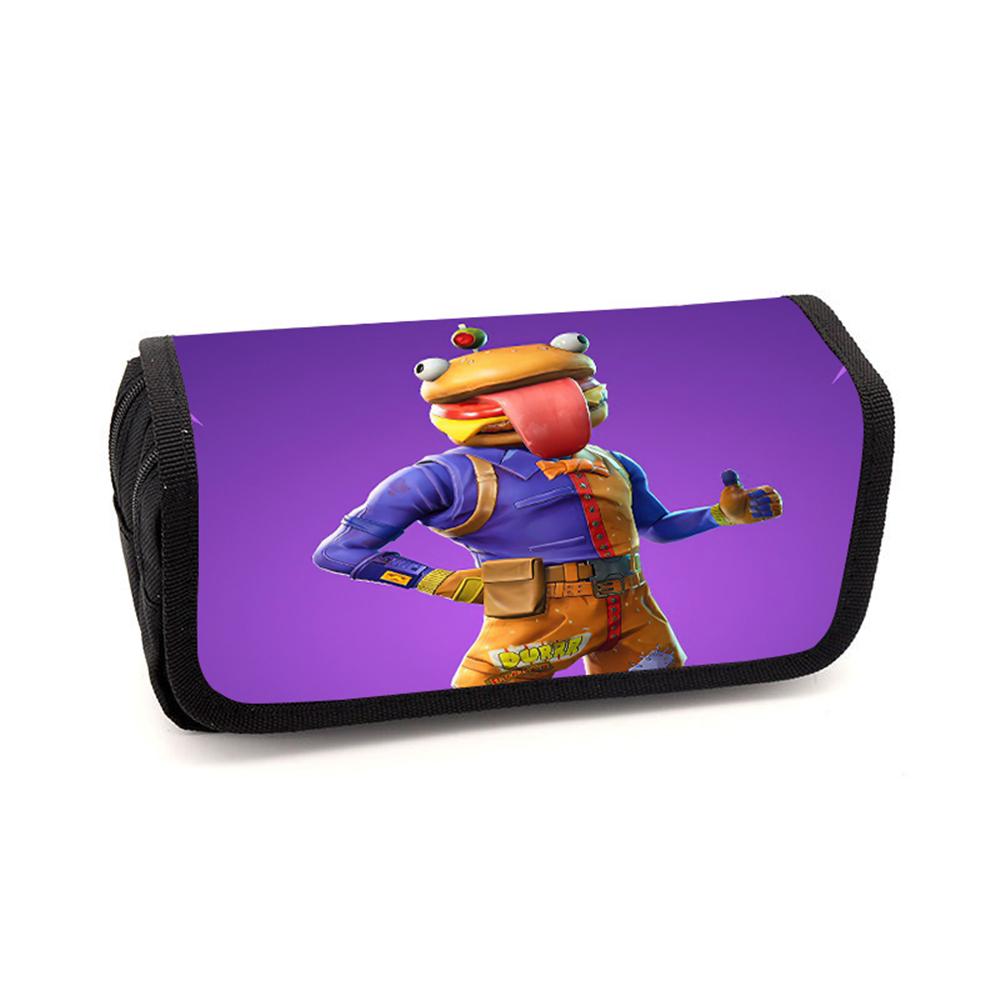 FORTNITE Cartoon Pencil Box Double Layer Flip Pen Case Lightweight Stationery for Kids School Daily Use,Boys&Girls Ages 5-11