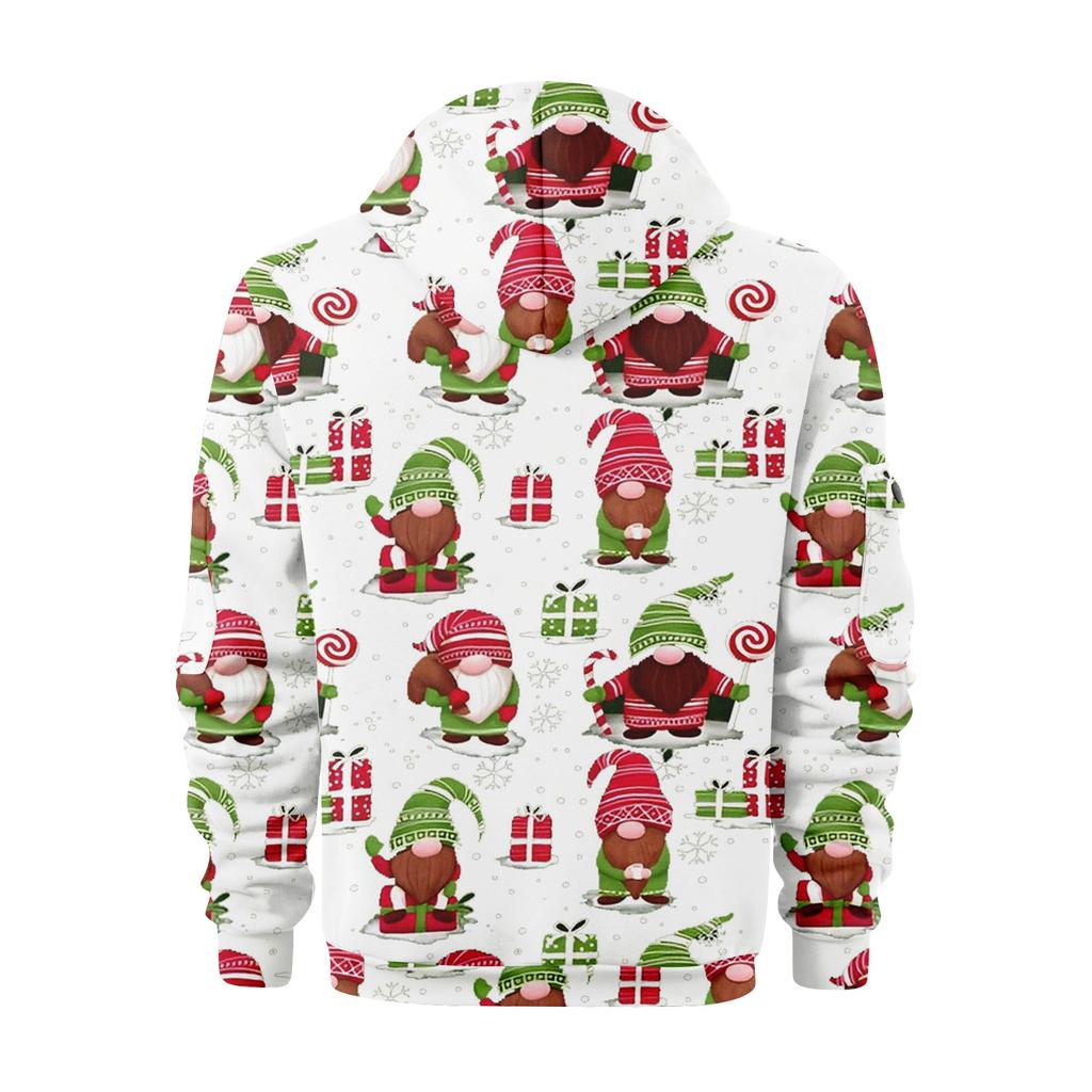 Men's Christmas Print Hooded Half-Zip Casual Sports Sweatshirt