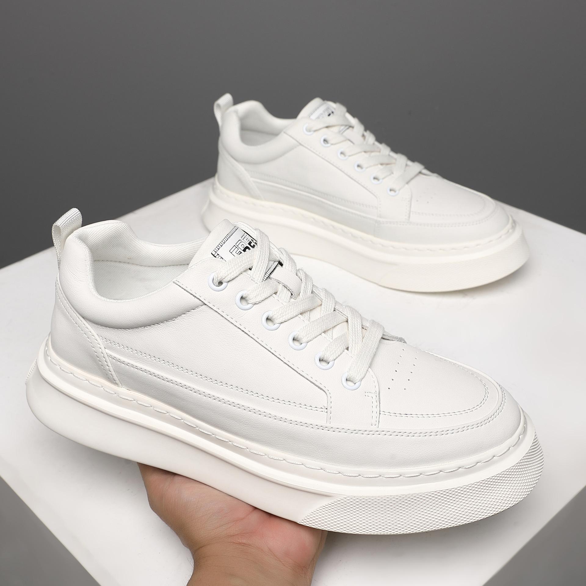 

Men s shoes 2026 new leather surface new spring white shoes trend versatile board shoes 38
