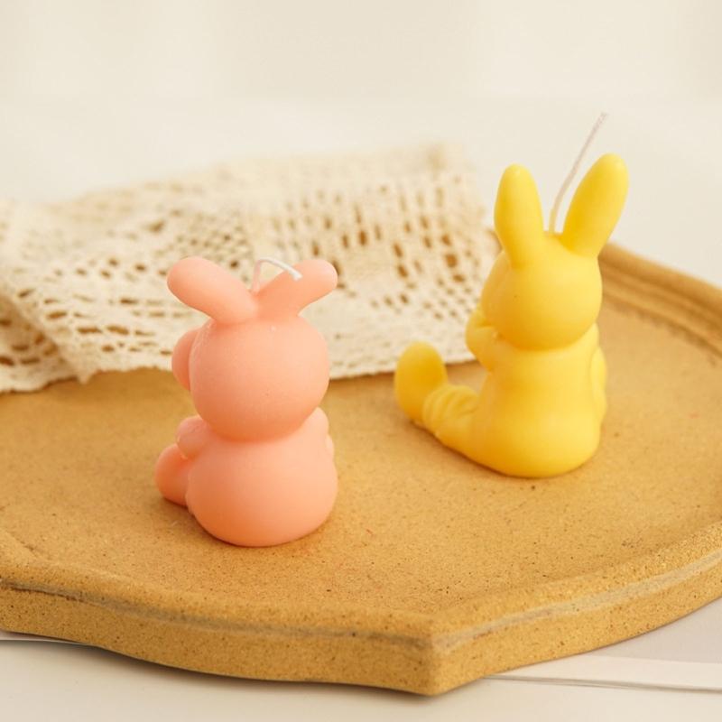 Easter Bunny Candle Mold Rabbit Silicone Mold for DIY Candle Soap Plaster Desk Ornament Chocolate Cake Fondant Decor