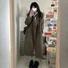 Women's Korean Style Black Woolen Coat Woolen Overcoat Autumn Winter Blazer Outer Wear
