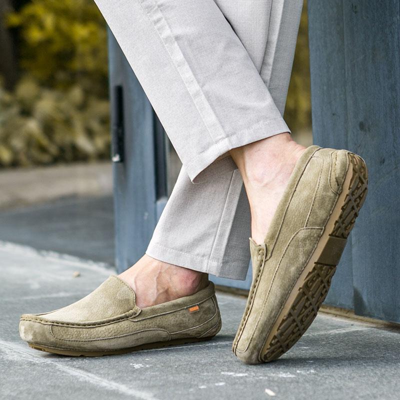 Мужские мокасины без шнурков на повседневной обуви 41 хаки — фото 11