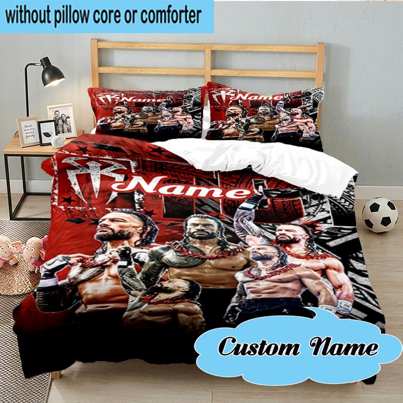 Custom Name 3PCS Champion Rhea Wrestling Bedding Set, Including 1pc Duvet Cover And 2pcs Pillowcases, Suitable for Dorms and Bedrooms Gift