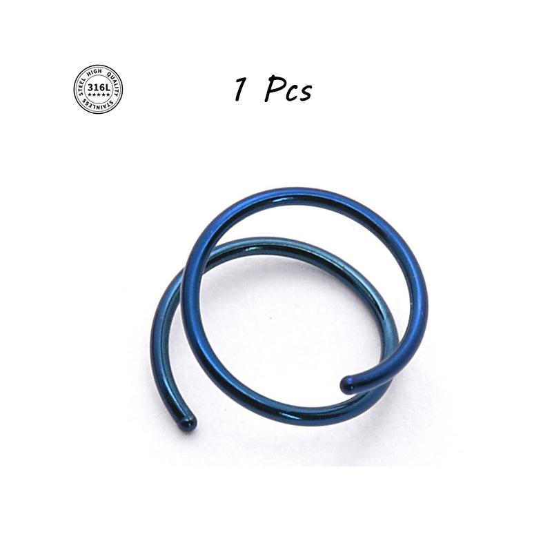 Double Hoop Nose Ring Stainless Steel for Single Piercing, Snug Spiral Nose Ring 20G 8/10mm Thin Nose Rings Piercing Jewelry