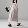 Wrinkled Mulberry Silk Half Skirt 2026 Summer Commuting Versatile Elastic Waist Mid Long A-line Umbrella Skirt