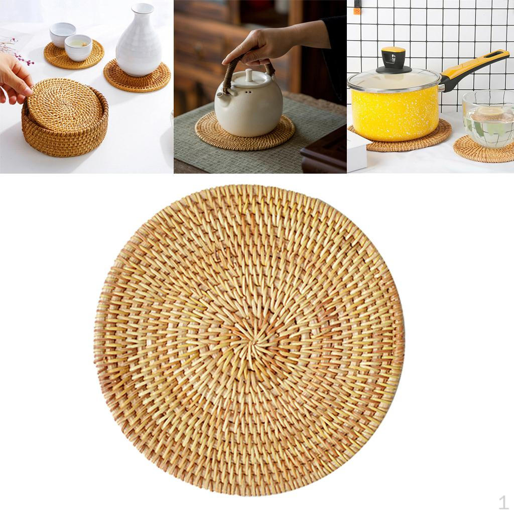 Rattan Place Mattenauflage Hand-Woven Round Glassware Placemats Anti-slip