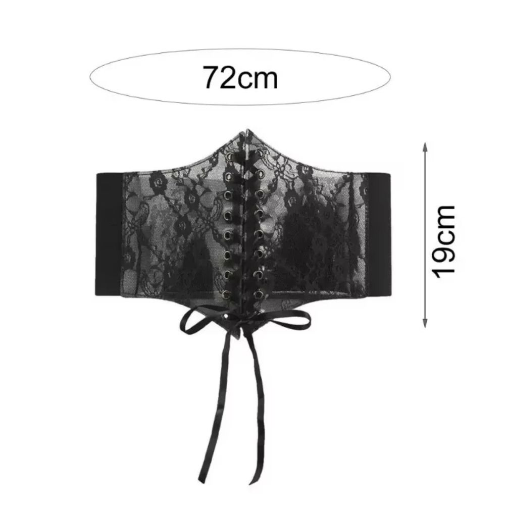 Retro Lace Waist Belt High Elasticity Slimming Body Women's Wide Belts External Wear Lace-up Corset Belt