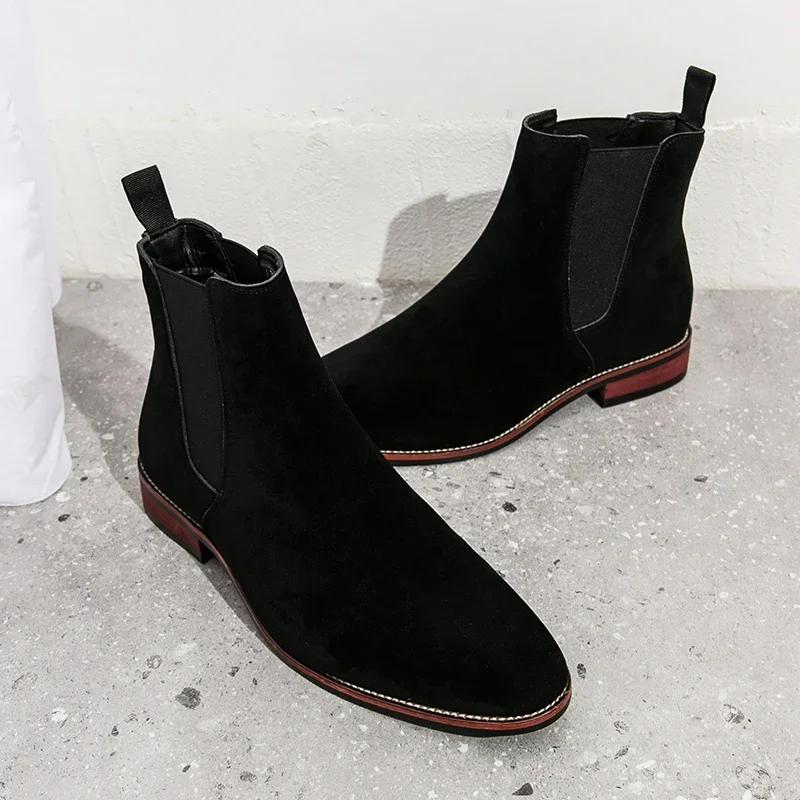 Winter Herren Stiefeletten Europa Amerika Britischer Stil Heißverkaufende Herren Hochzeit Spitzschuhe Klassische Wildleder Chelsea Boots 2024