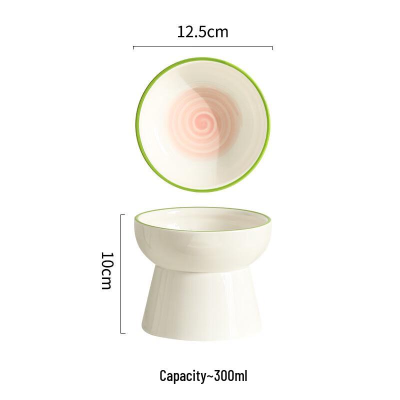 High-footed Hand-painted Ceramic Pet Bowl