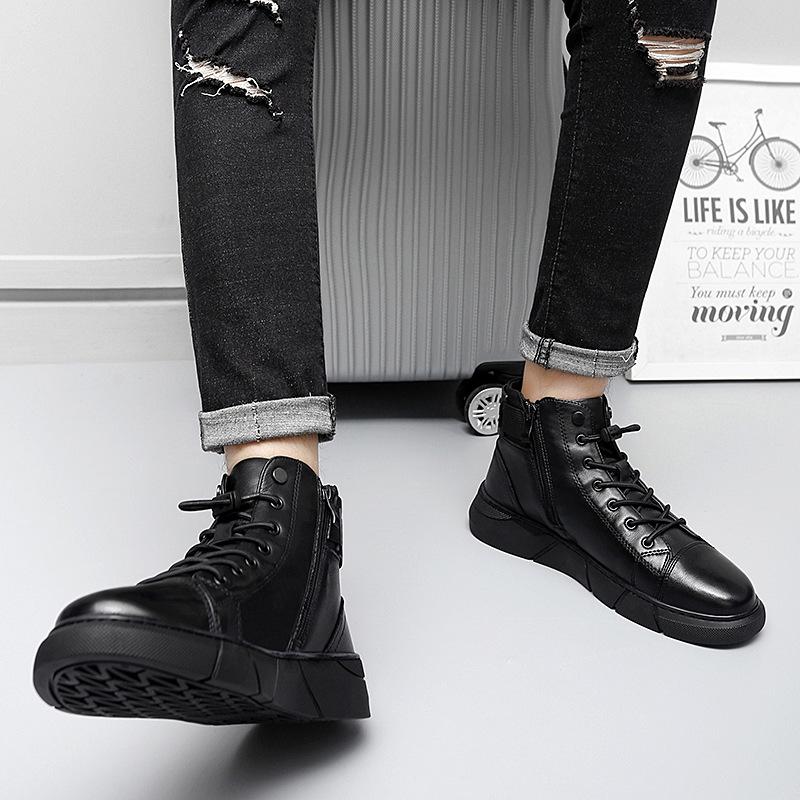 2023 Chelsea Martin Men's Warm Velvet High Top Casual British Leather Boots