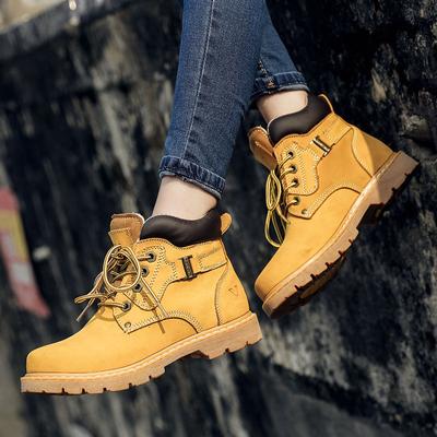 Rindsleder Kurze Stiefel Thermische Baumwollstiefel Werkzeugstiefel Haarige Martens Stiefel Damenstiefel Britisches Leder High-Top Damenschuhe