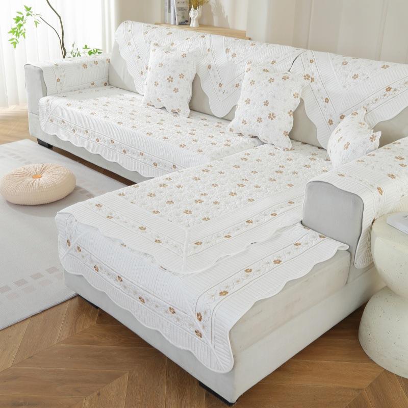 Universal Pure Cotton Sofa Cushion For All Seasons, Simple And Modern Cotton Fabric Cushion, Thickened Sofa Cover Towel, Dual-Purpose