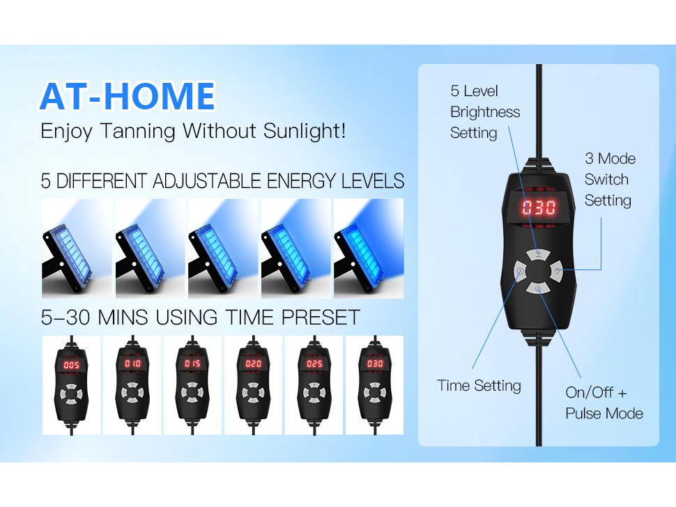 460nm Blue Light Therapy Lamp for Acne Treatment, Skin Repair, and Sunbathing