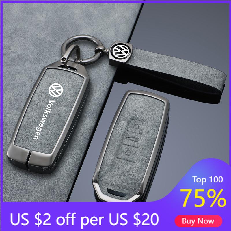 VW GTI GOLF 2026 Hot For VW VOLKSWAGEN Zinc Alloy Leather Car Remote Key Case Cover Shell Fob for Vw Volkswagen Touareg 2019 202