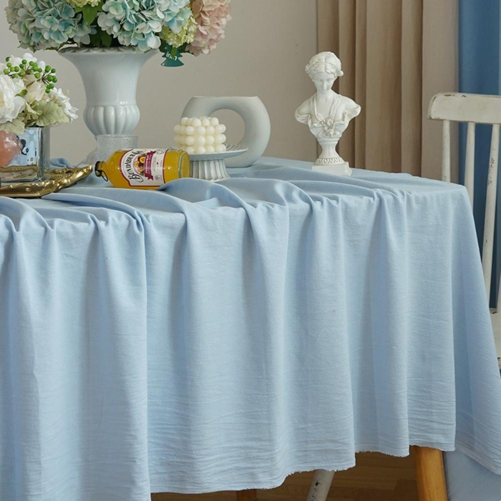 Pure Color Tablecloth Crinkle Cotton Washable Table Cover Tablecloths for Rectangle Table Baby Shower Kitchen Party Wedding Deco
