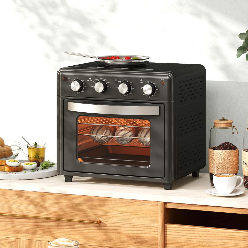 Mini Oven, Air Fryer, 90-230 degrees C, 7 Programs, Accessories, Black