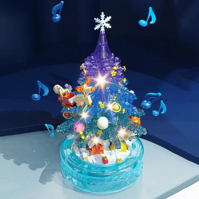 Fantasy Christmas Tree Music Box Building Blocks Romantic Lighting Music Box Desktop Decoration Kids Toys Holiday Gifts