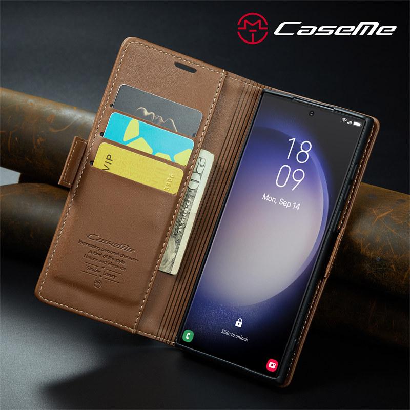 CaseMe Flip Stand Leather Phone Case for Samsung Galaxy S25 Ultra S25 Edge S24 FE S23 Ultra S22 S21 S20 Plus Wallet Card Holder Back Cover Coque Etui