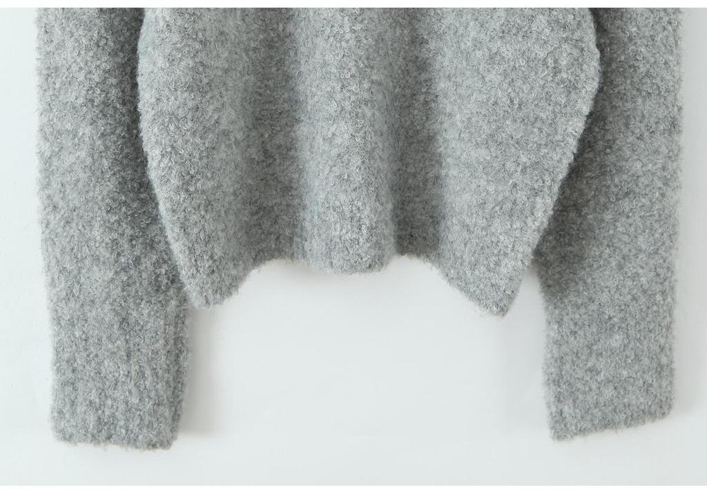 French Winter Off-Shoulder Soft Knit Sweater - Solid Color Loose Pullover