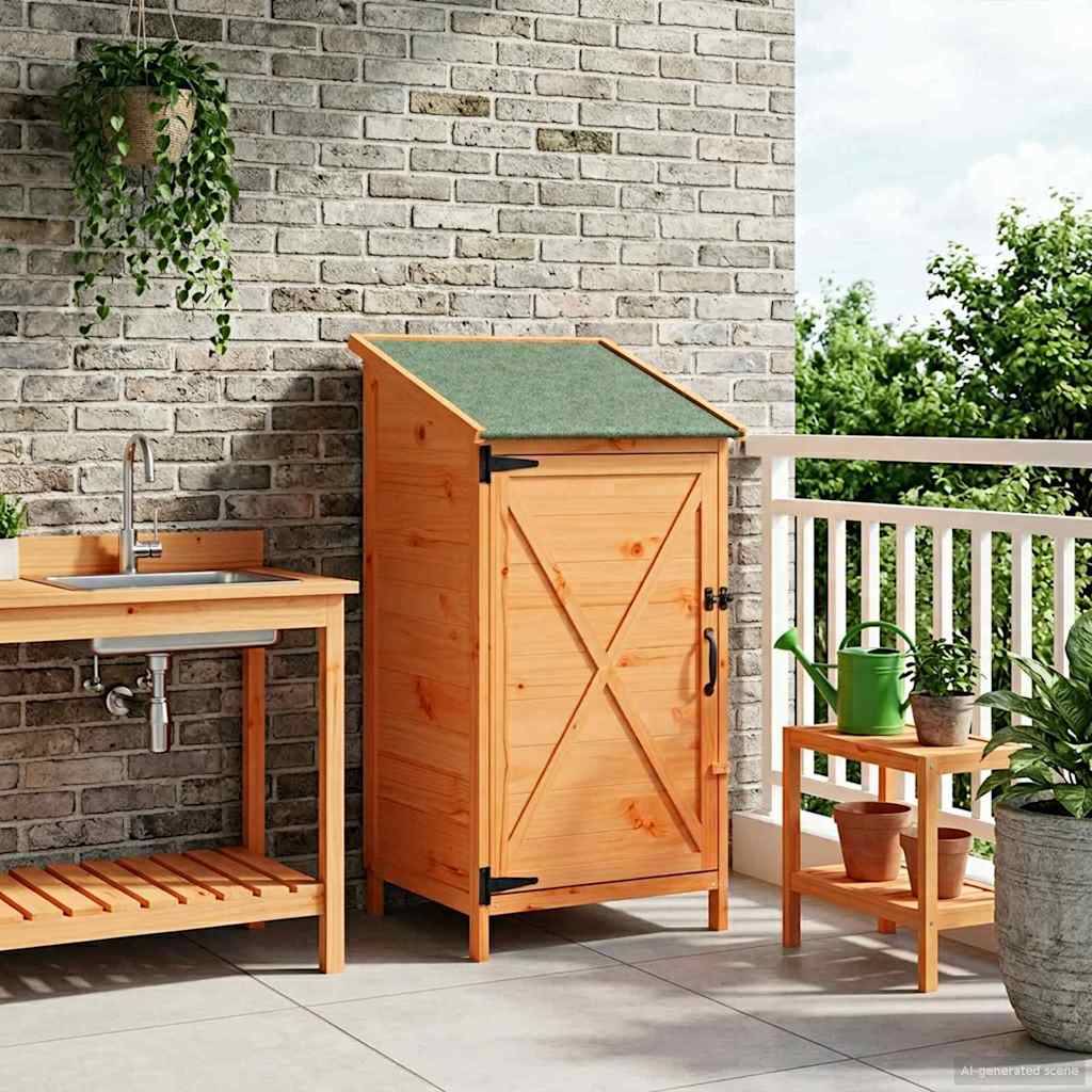 Garden Shed Brown 59.5 x 56 x 113.5 cm Solid Spruce Wood