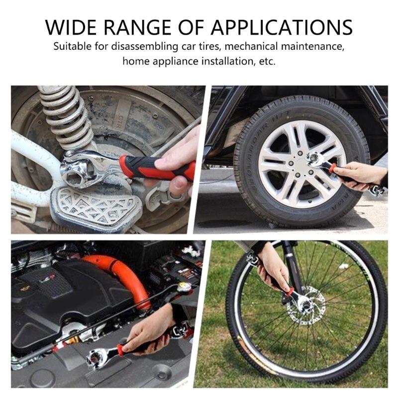 52 in 1 Rotating Ratchet Wrench Ergonomic Nonslip Handle Double Head Wrench for Tight Space and Mechanical Work