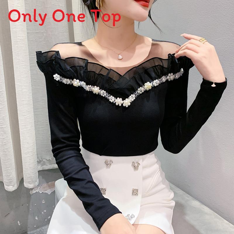 Fabric Long Sleeve Off Shoulder Top For Elegant Office Wear