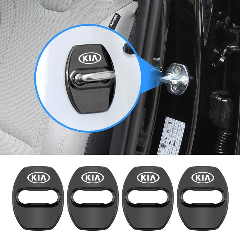 Cqgntp1 4Pcs Car Door Lock Cover Stainless Steel Protection Accessories For Kia GT-Line Sportage Ceed Rio Picanto Sorento Soul Cerato