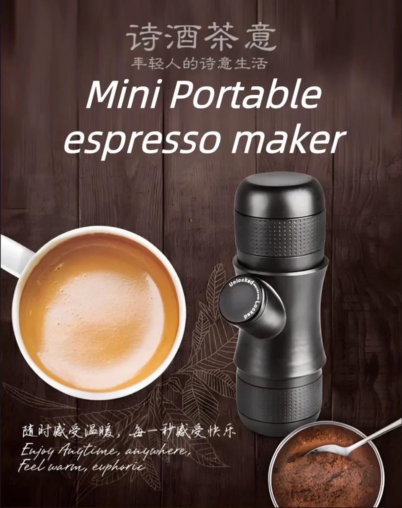 Portable Mini Handheld Pressure Coffee Machine - Espresso Maker for Office/Travel/Outdoor Use (Durable, Compact & Easy To Clean)