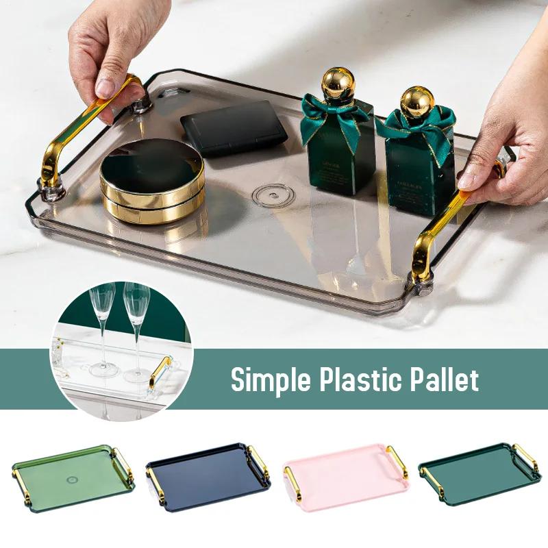 Nordic Style Plastic Serving Tray Non Slip Tea Tray  Home Kitchen Fruit Dessert Sundries Tray Multi-function Kitchen Organizer