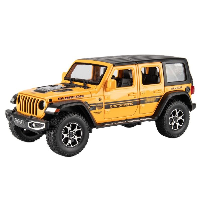

1/22 Scale Jeep Wrangler Metal Off-road Pickup Truck Alloy Model Car Collection Die Cast Toy Car Simulation Sound and Light Kids Gifts жёлтый