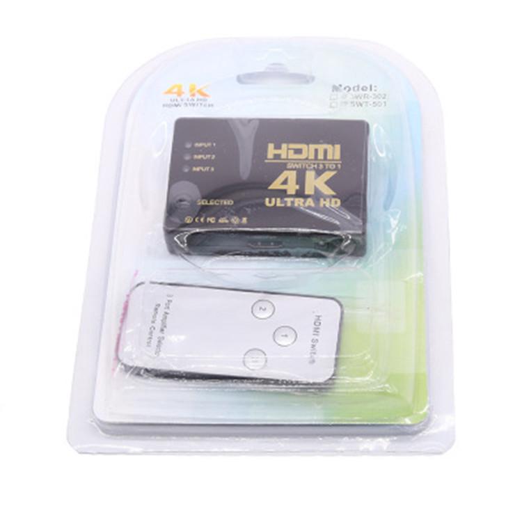 4K HDMI Switch 3x1 mit IR-Fernbedienung