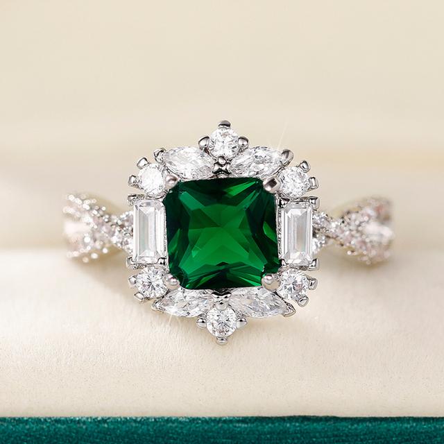 

Новые великолепные квадратные зеленые кольца с фианитом для женщин, новинка 2022 года, модное роскошное женское кольцо, подарок на годовщину, вечерние украшения 10