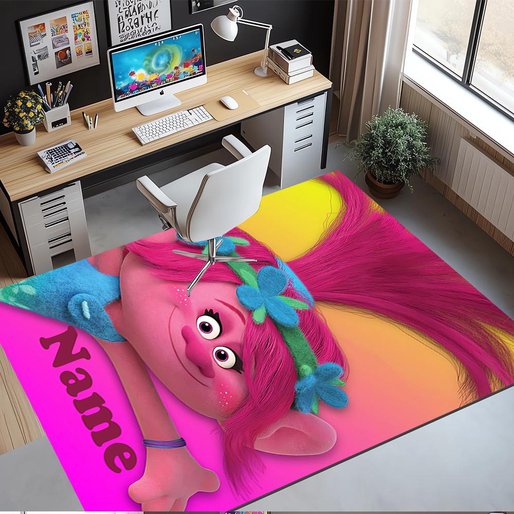 Custom Name Trolls Printed Carpet,Rug for Office Chair Living Room Bedroom Kitchen Room Decor Gifts.