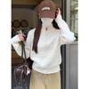 Autumn and Winter New Soft Waxy Gentle Half Zipper Stand-up Collar Twist Knitted Sweater Loose Sweater Women's Bottoming Shirt